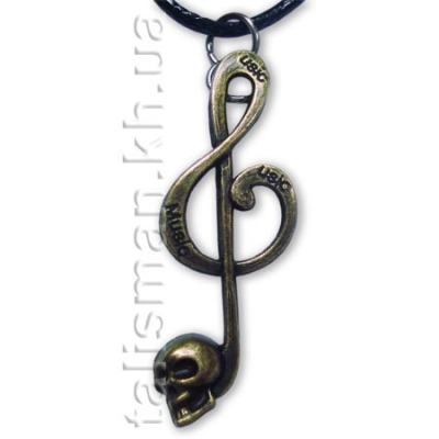 кулон K-112 - Музыкальный ключ с черепом (бронза)