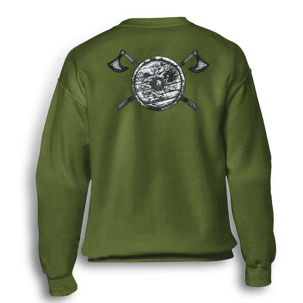 Толстовка Світшот Viking Skulls With Axes Оливковий 0