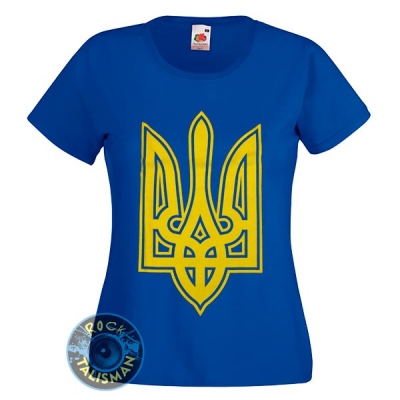 футболка жіноча УКРАЇНА Тризуб Слава Україні синя