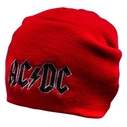  Шапка біні з вишивкою AC/DC Logo червона