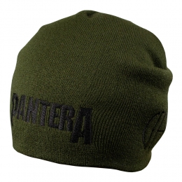 шапка бини с вышивкой PANTERA оливковая