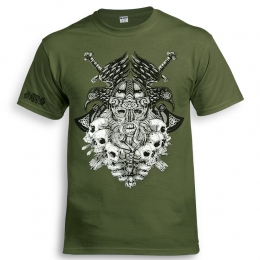 Футболка Viking Skulls With Axes Оливковий